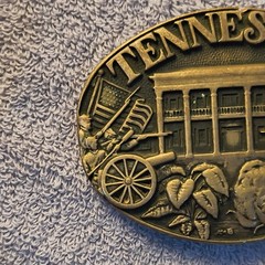 Vintage Tennessee Solid Brass Oval Western Belt Buckle 1.5in Awards Design Medal