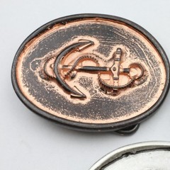 Antique Silver Look Maritime Anchor Relief Oval Belt Buckle