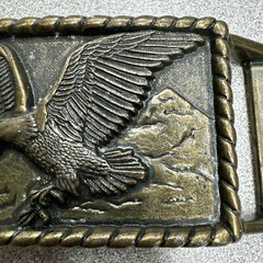 Vintage Brass Eagle Belt Buckle Western Cowboy Americana Mountain Design