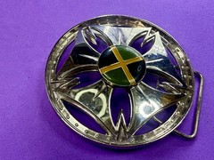 Jamaica Jamaican Flag Spinner Wheel Rim Round Moving NOS Belt Buckle