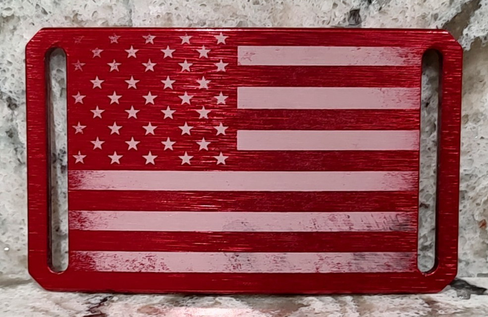 GRIP6 BELT BUCKLE – USA FLAG – RED – 1.5 INCH WIDE