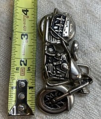 4&Prime; wide Figural Motorcycle W/ Saddle bag Silver color bikers belt buckle