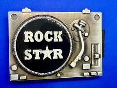 DJ ROCK STAR Turntable Music Record Player Musicians Music Lovers Belt Buckle