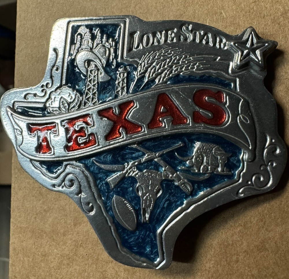 State of Texas Flag Logo Belt Buckle Pure Pewter Official Made In Mexico