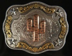 M&F WESTERN Nocona Western Buckle Floral Cactus Silver 37400