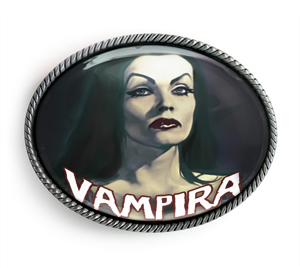 Vampira Belt Buckle – Spooky Horror Halloween Handmade Buckle – 124