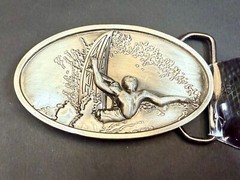 Surfing Surfers Crashing Ocean Wave NOS Silver Moon 2005 Mens Belt Buckle