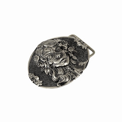 Sugar Skull woman german silver belt buckle, Santa Muerte Skull El Día de Muerte