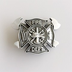 Antique Brushed Silver Fire Fighter Cross Vintage Belt Buckle