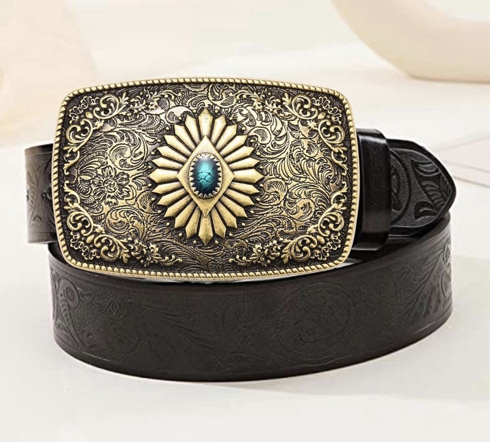 Antique Turquoise Belt Buckles for Men Women Western Texas Cowboy Cowgirls Gift