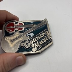 Country Music Guitar Western Metal Enamel Belt Buckle