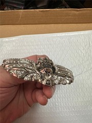 Vintage Washed Up Hollywood Skull with Wings Belt Buckle As Is
