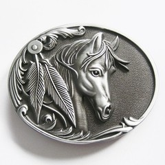 NEW HORSE SILVER FEATHER COWBOY WESTERN BELT BUCKLE