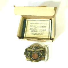 United States Patriot Bicentennial Buckle Constitution Eagles Flag 1787-1987 LE