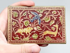 3 Handmade India Brass Belt Buckle Geometric Brutalist Cloisonné Enamel Vintage