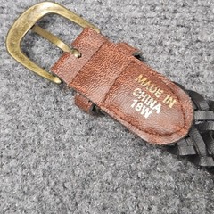 Braided Faux Leather Belt 18W Brown Brass Tone Buckle Y2K Classic Y2K Preppy
