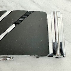 Black Silver Tone Diagonal Stripe Ratchet Belt Buckle