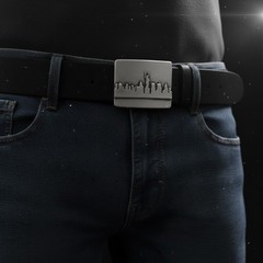New York City Silhouette Belt Buckle Skyline Metal Urban Modern Design