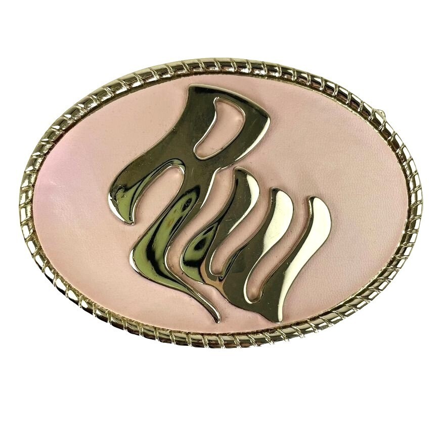 Novelty Belt Buckle Large Raceware Pink Leather Covered L u