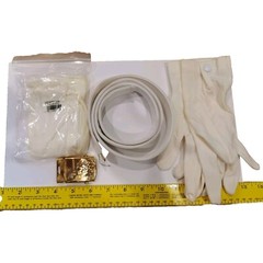 US Navy Belt Buckle Solid Brass White Belt Gloves