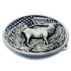 Moose Elk Deer Belt Buckle Western Cowboy American Flag Motorcyclist (YDR-02-S)