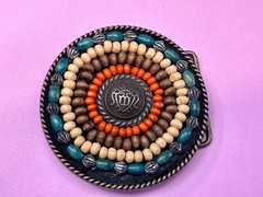 Beaded Tribal Multicolor Bead Boho Hippie Theme Belt Buckle
