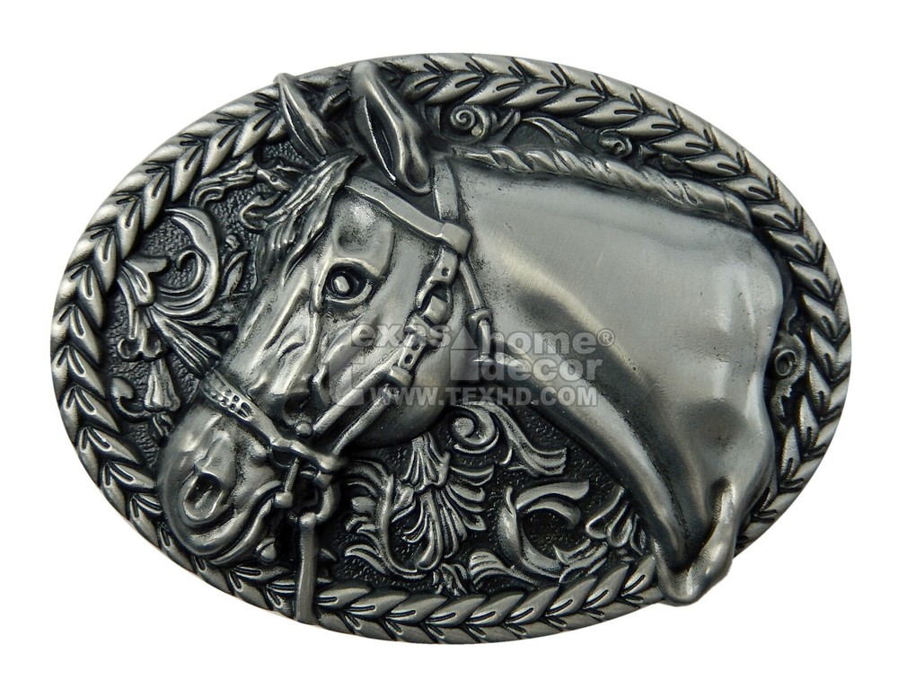 Men&rsquo;s Western Horse Head Belt Buckle Antique Silver Tone Fits 1.5 inch Belt