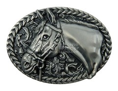 Men&rsquo;s Western Horse Head Belt Buckle Antique Silver Tone Fits 1.5 inch Belt