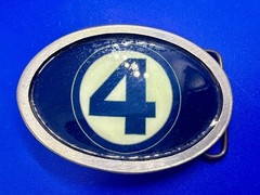 4 Ball Number Channel 4 News? Vintage Custom Enameled Belt Buckle