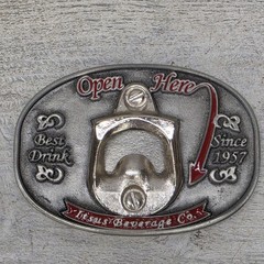 Jesus Beverage Co Belt Buckle Mens Silver Western Bottle Opener Logo Novelty