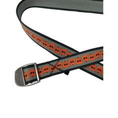 Chaco Webbing skull print belt One Size braided silver tone buckle gray orange