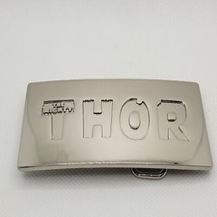 The Mighty THOR Solid Metal Men&rsquo;s Belt Buckle Silver Shiny Chrome Marvel 2011