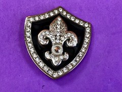 Saints Symbol Fleur De Lis Black Shield Family Crest Rhinestone Belt Buckle
