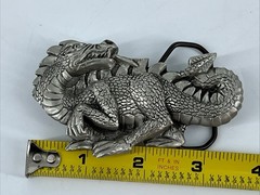 Dragon Fantasy Fire Breathing Medieval Creature Monster Belt Buckle 1984 PEWTER