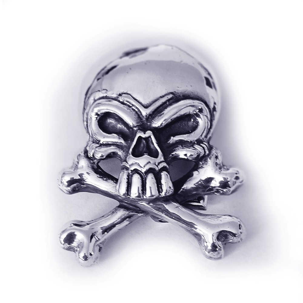 Skull with Crossed Bones Sterling Silver Belt Buckle