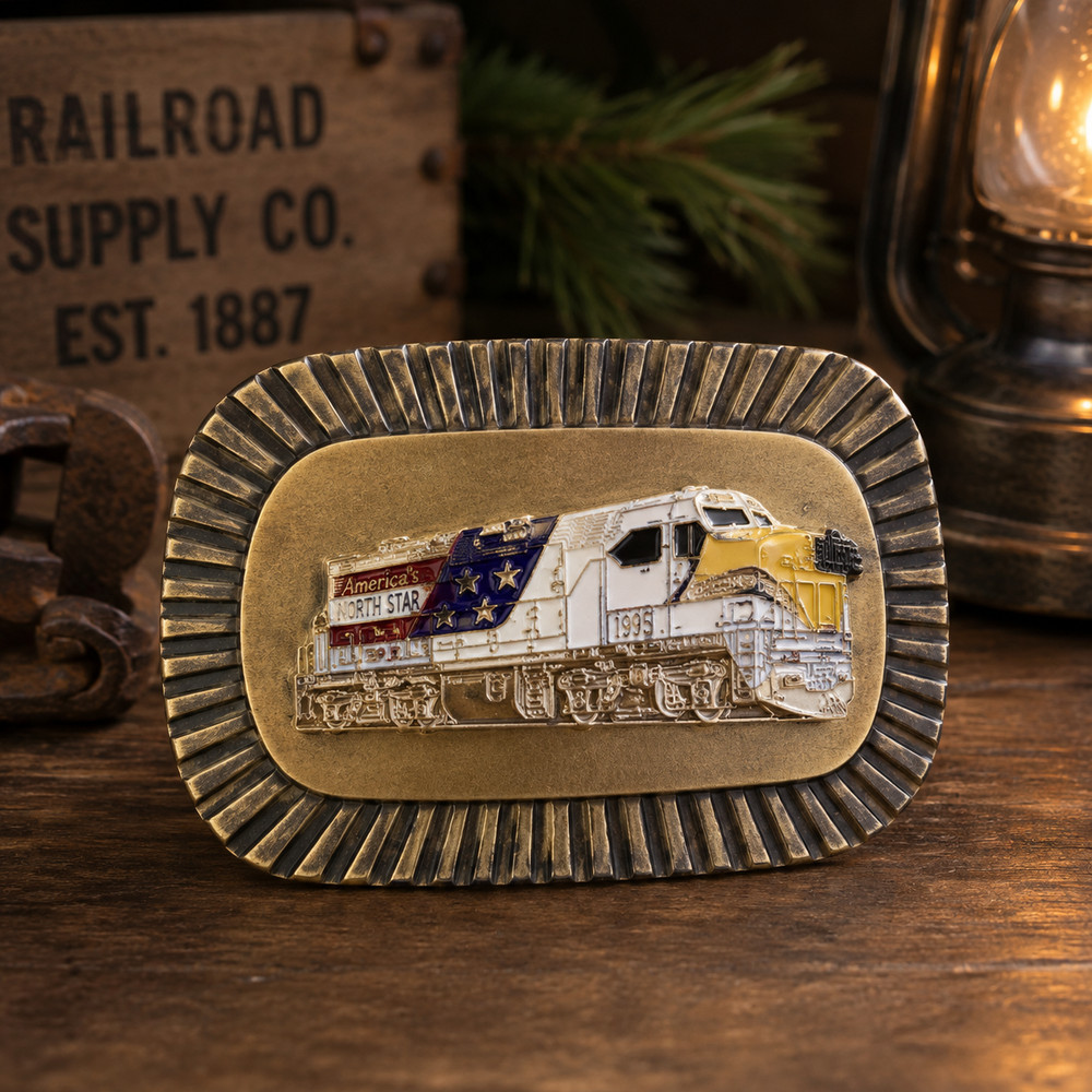 Vintage America&rsquo;s North Star 1995 Diesel Train Belt Buckle Railroad Locomotive