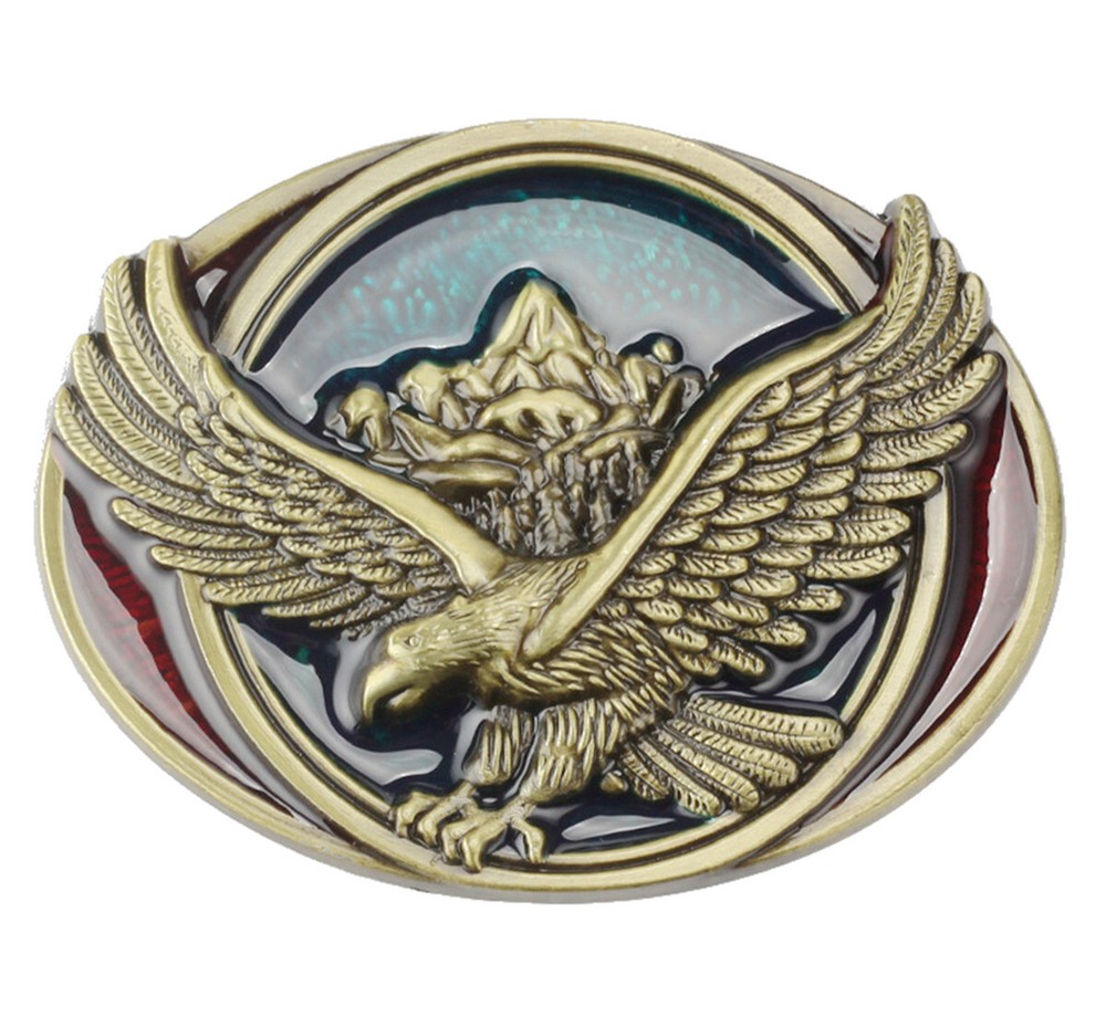 Flying Eagle Belt Buckle Western Cowboy Native American Motorcyclist (EG-02-G)