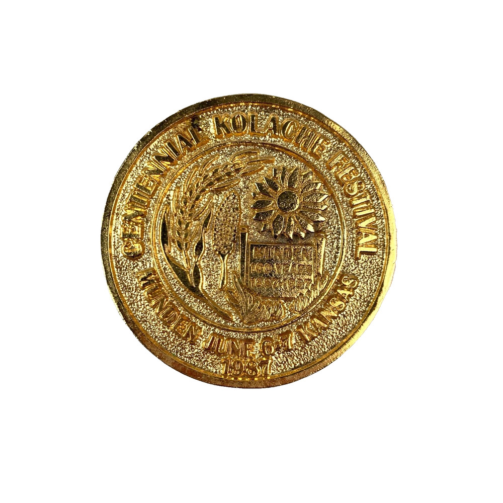 Centennial Kolache Festival Munden Kansas 1987 Gold Tone Belt Buckle #61
