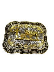 Christian cowboy Praying Western Style Buckle Hebilla Vaquera Oración
