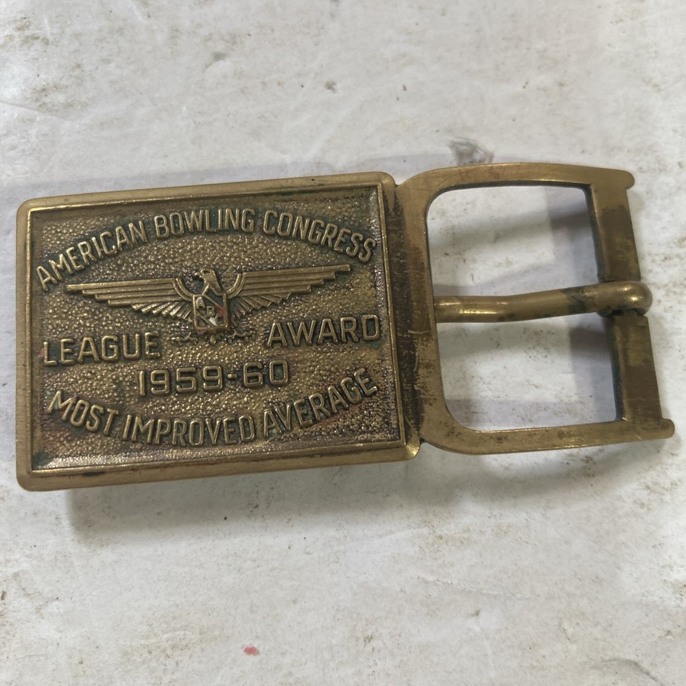 Vtg American Bowling Congress Most Improved Average Belt Buckle Award 1959-60