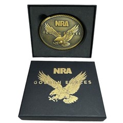 NRA Golden Eagles Belt Buckle National Rifle Association Bronze Color NEW IN BOX