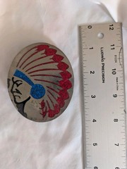 Pacific Silvercraft Studio Vintage 1979 Chieftain Belt Buckle Red/Blue 3.5 in