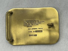 1985 Heroes Of The Alamo Commemorative Brass Belt Buckle
