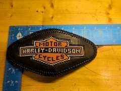Vintage Leather Beaded Harley Belt Buckle Leather Back 1970s Possibly 1 Of 1