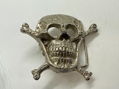 Skull Head Crossbones Halloween Biker Gothic Punk Vibe Belt Buckle