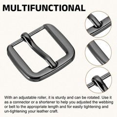 Metal Roller Buckle, 8Pcs 0.75&Prime; Square Single Prong Belt Buckle, Metallic Black