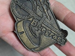 vintage 1970s belt buckle BLUEGRASS country music BRASS banjo WESTERN guitar