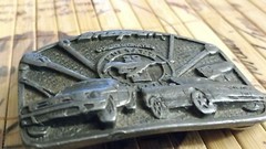 1990s Snap On Pewter Belt Buckle Commemorative 30 Year Ford Mustang SSX1820 USA