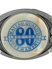 Maytag 1907-1987 Quality Workmanship Belt Buckle Metal & Polished Stone