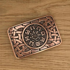 Metal Eight Trigrams Mens Ractangle Belt Buckle Brass Occult Plaque Celtic Cnot